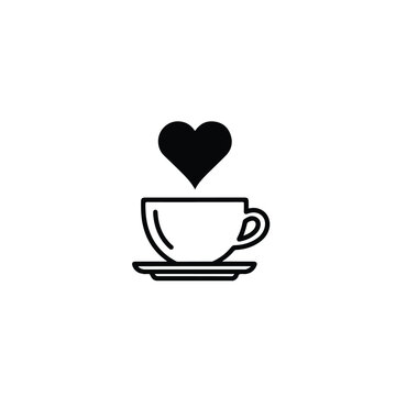 Simple Black Coffee Cup with Heart.