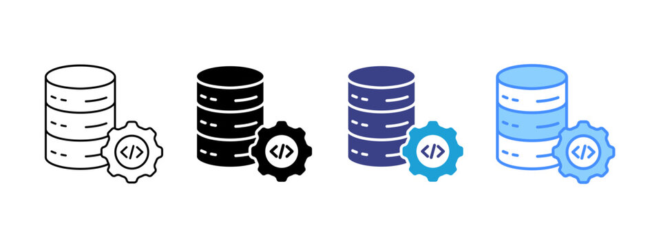 Database icon set multiple style collection