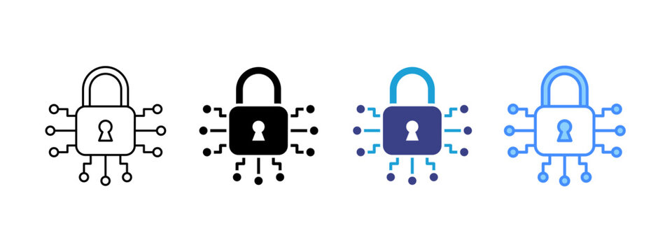 Encrypt icon set multiple style collection