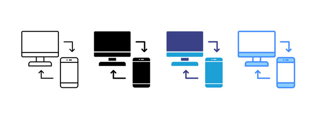 Data Transfer icon set multiple style collection