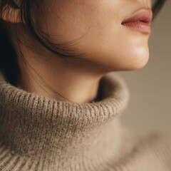 겨울 니트 상의와 목선 표현