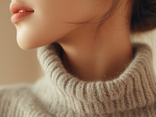 겨울 니트 상의와 목선 표현