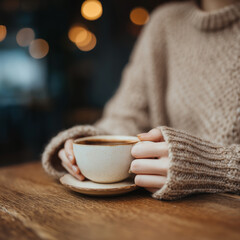 카페에서 따뜻한 음료를 즐기는 여유로운 일상