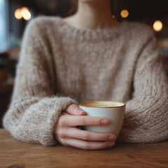 카페에서 따뜻한 음료를 즐기는 여유로운 일상