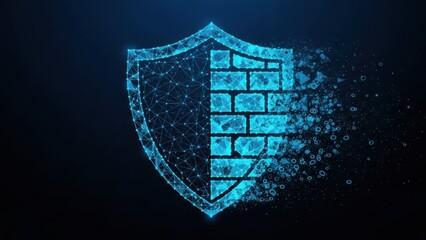 Abstract Digital Shield and Firewall Concept Representing Advanced Cybersecurity and Data Protection against Cyber Threats and Attacks