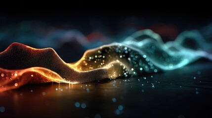 Neon gravity wave glowing with dynamic ripple patterns, stylized physics concept in glowing neon representing gravitational wave science