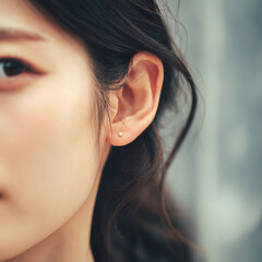 자연광 아래 귀와 피부의 미니멀 클로즈업