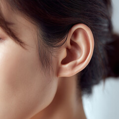자연광 아래 귀와 피부의 미니멀 클로즈업