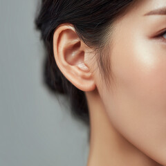 자연광 아래 귀와 피부의 미니멀 클로즈업