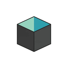 Black Cube with Colored Top Surface.
