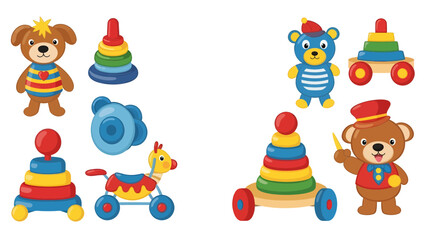 Fototapeta premium Colorful Toy Animals and Stacking Games for Kids in a Creative Learning Environment