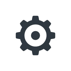 Black Gear Icon on White Background.