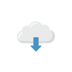 Cloud Icon with Blue Download Arrow.