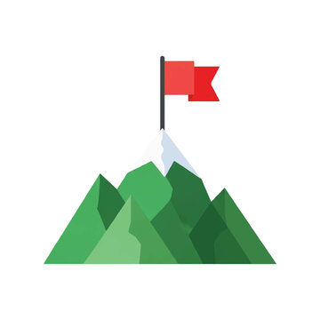 Red Flag on Mountain Peak Illustration.