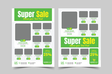 Supermarket Food Promotion Flyer Design Template | Grocery Discount Poster
