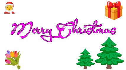 Merry Christmas festive greeting text on red holiday background with copy space for seasonal celebration and winter wishes