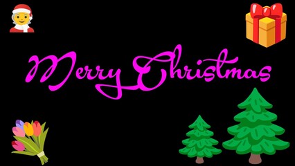Merry Christmas festive greeting text on red holiday background with copy space for seasonal celebration and winter wishes
