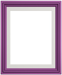 Purple frame isolated on white background. Realistic rectangle frames mockup. Classic Photo wooden frame. Shades of purple borders set for painting, poster, photo gallery. 3d png illustration.