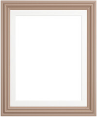 Brown wooden frame isolated on white background. Realistic rectangle frames mockup. Classic Photo modern frame. Shade of brown Borders set for painting, poster, photo gallery. 3d png illustration.
