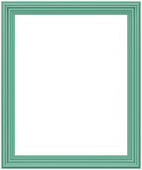 Green frame isolated on white background. Realistic rectangle frames mockup. Classic Photo wooden frame. Shades of green borders set for painting, poster, photo gallery. 3d png illustration.