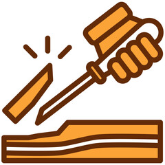 Gouge Cutter Dual Tone Color Icon, Mini Illustration Relate To Carpentry, Wood Industry. Use For Modern Concept, Ui, Ux Web And App Development.