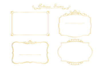ゴールドのクラシックなアンティークフレームセット