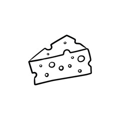 Swiss Cheese Wedge Slice Outline Vector Drawing