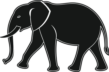 Elephant Silhouette Animal Design. African Elephant Silhouette Illustration. Elephant Silhouette Wildlife Artwork. Walking Elephant Silhouette Design. Elephant Silhouette in Side View. Wild Elephant