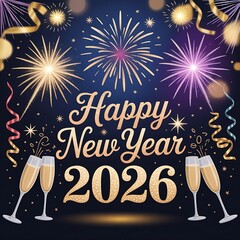 Happy New Year 2026 Background, Banner 