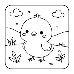 Cute Baby Chick Coloring Page – Adorable Bird Line Art for Kids