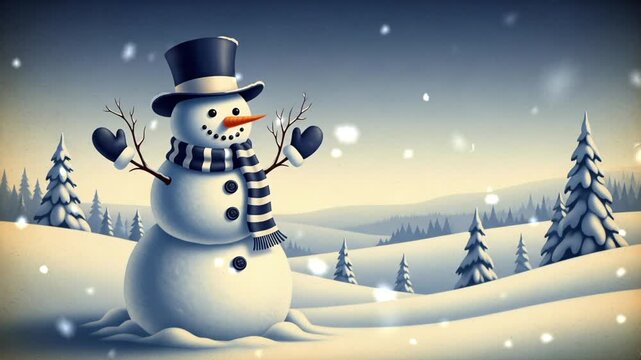 Winter with snowman on the snow 