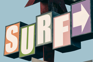 Aged retro vintage surf sign