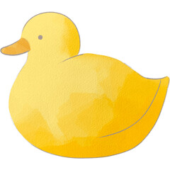 水彩風のシンプルでかわいい黄色いアヒルのイラスト