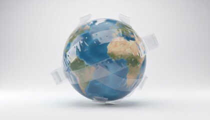 Abstract Digital Earth Globe Spinning with Global Connection Overlay