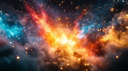 Vibrant cosmic explosion with swirling colors and stars - Powered by Adobe