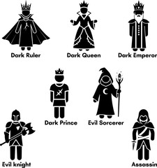 Evil Fantasy Characters Vector Icon Set
