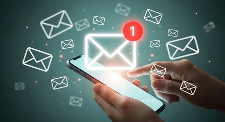 A person receives an email notification on their smartphone device screen