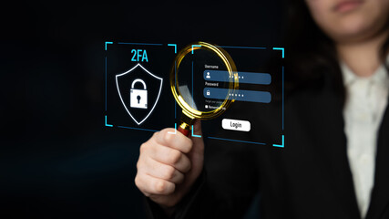 Two-factor authentication strengthens login system security. Adds protection, two-factor...