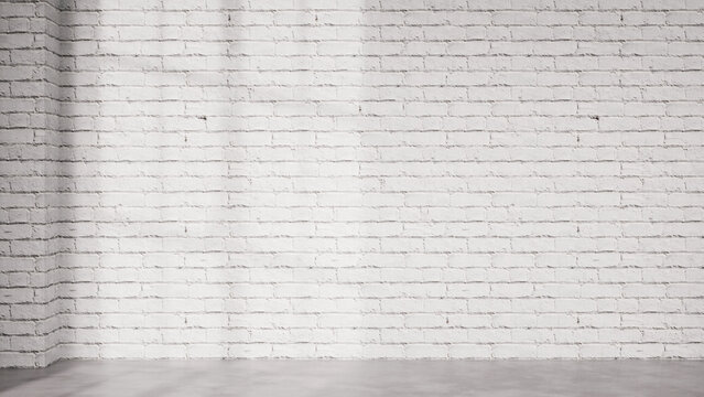 White Brick Wall and Floor Background for Product Presentation