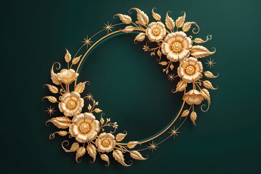 golden christmas wreath - Powered by Adobe