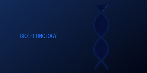 Biotechnology and dna helix illustration on a dark blue background