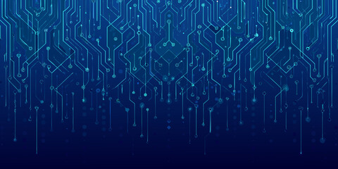Abstract blue background showcasing digital circuitry and interconnected network lines