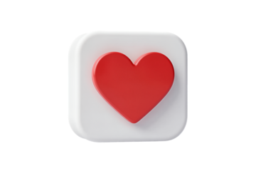 Red heart icon with glossy finish