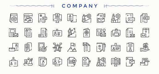 Set of Company line icon. Featuring core, client, business, idea, dependability and more. Core Values vector line icon set. Vector illustration in modern line style.