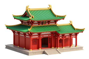 Obraz premium Traditional Asian Temple with Green Tiled Roof