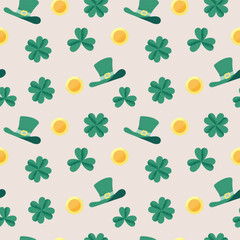 Seamless random pattern with St. Patrick's Day motifs