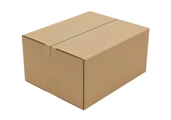 Brown cardboard box isolated on transparent background