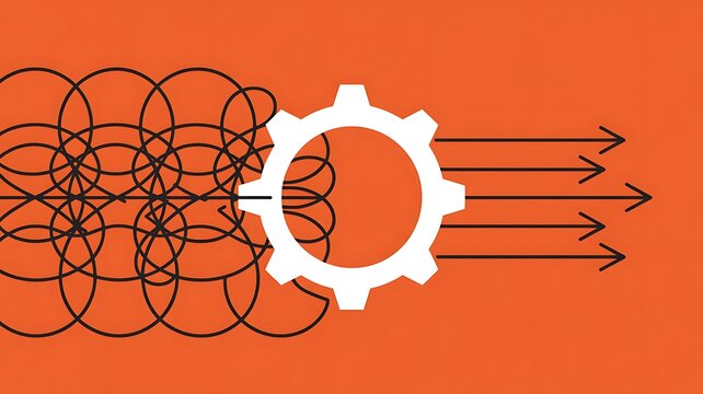 Gear organizing chaos into order process concept

