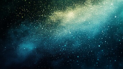 Obraz premium Vibrant Deep Teal and Blue Cosmic Nebula with Glowing Stardust Particles space stars