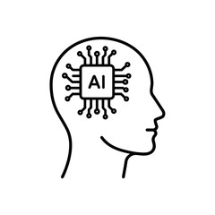 Human Head with AI Microchip Inside.
